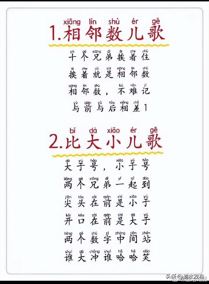 幼小街接数学儿歌都在这里了，背熟这些儿歌和口诀，轻松搞定幼小街接数学